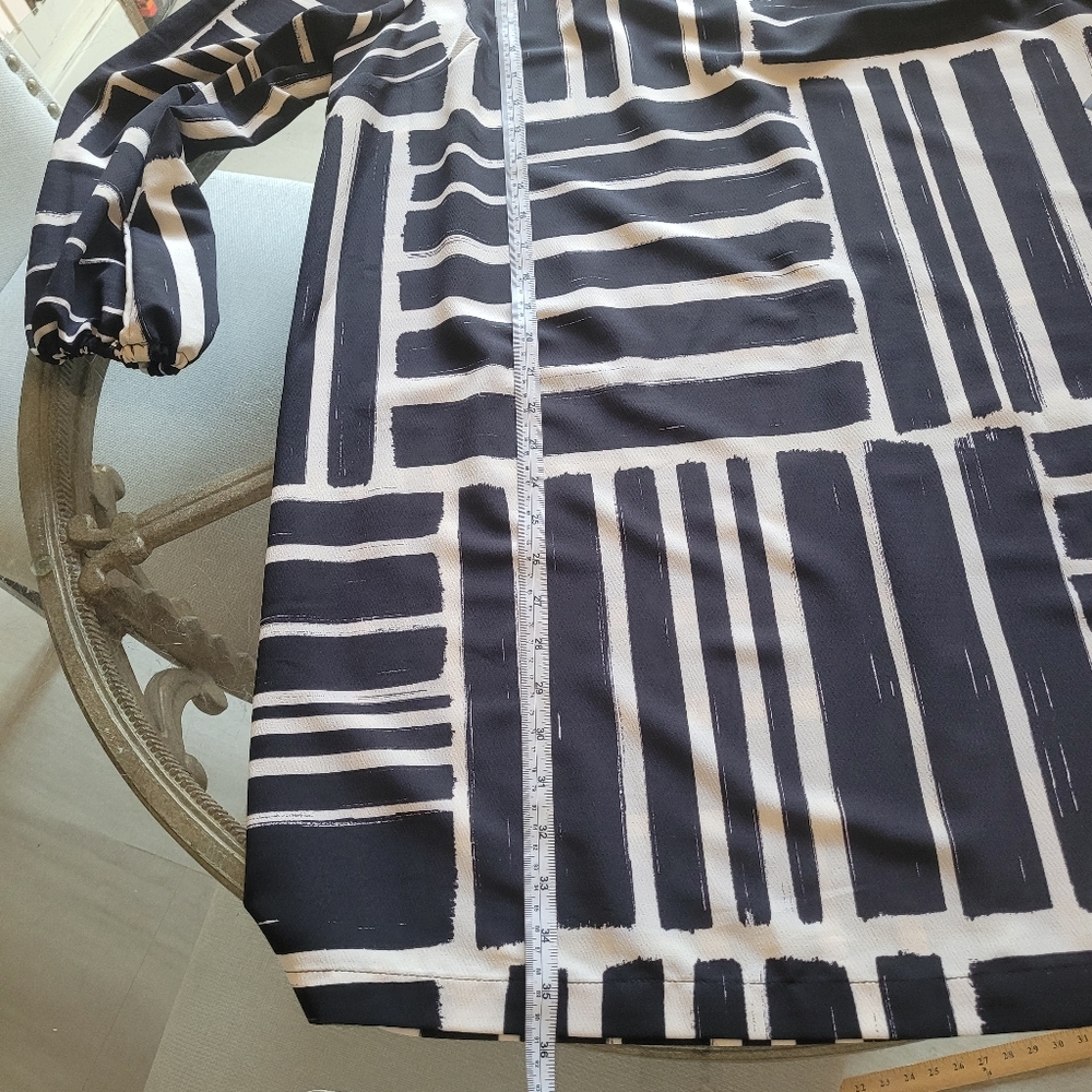Eloquii Puff Sleeve Black and White Geometric Pattern Dress 16 - Picture 11 of 11